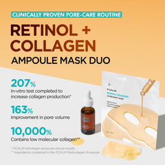 P.CALM Retinol & Collagen Duo Set – Ampoule 1EA + Masks 4EA for Pore Care, Firming, Hydration & Skin Revitalization